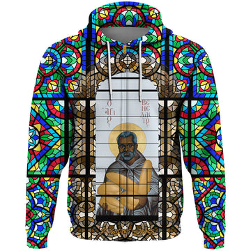 Saint Benedict of the African On Stained Glass Zip Hoodie RLT13
