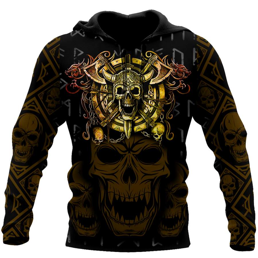 Viking Clothing Golden Viking Skull Hoodie RLT12