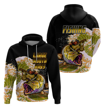 Largemouth Bass Fishing Yellow Hoodie LT9