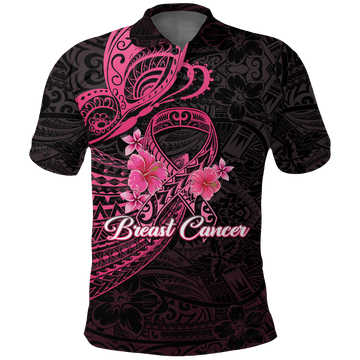 Breast Cancer Pink Ribbon Butterfly Polynesian Black Version Polo Shirt LT12