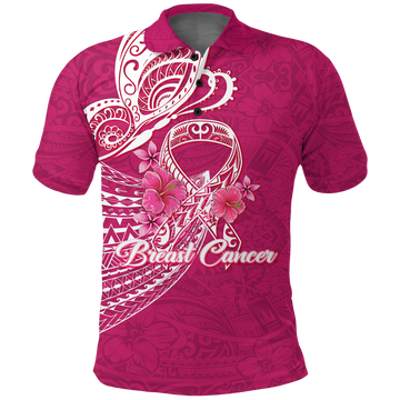 Breast Cancer Pink Ribbon Butterfly Polynesian Pink Version Polo Shirt LT12