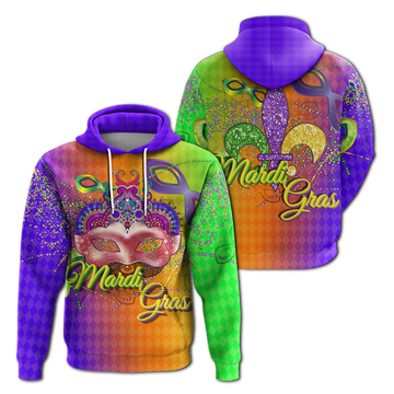 Mardi Gras Mask With Beads Hoodie LT12