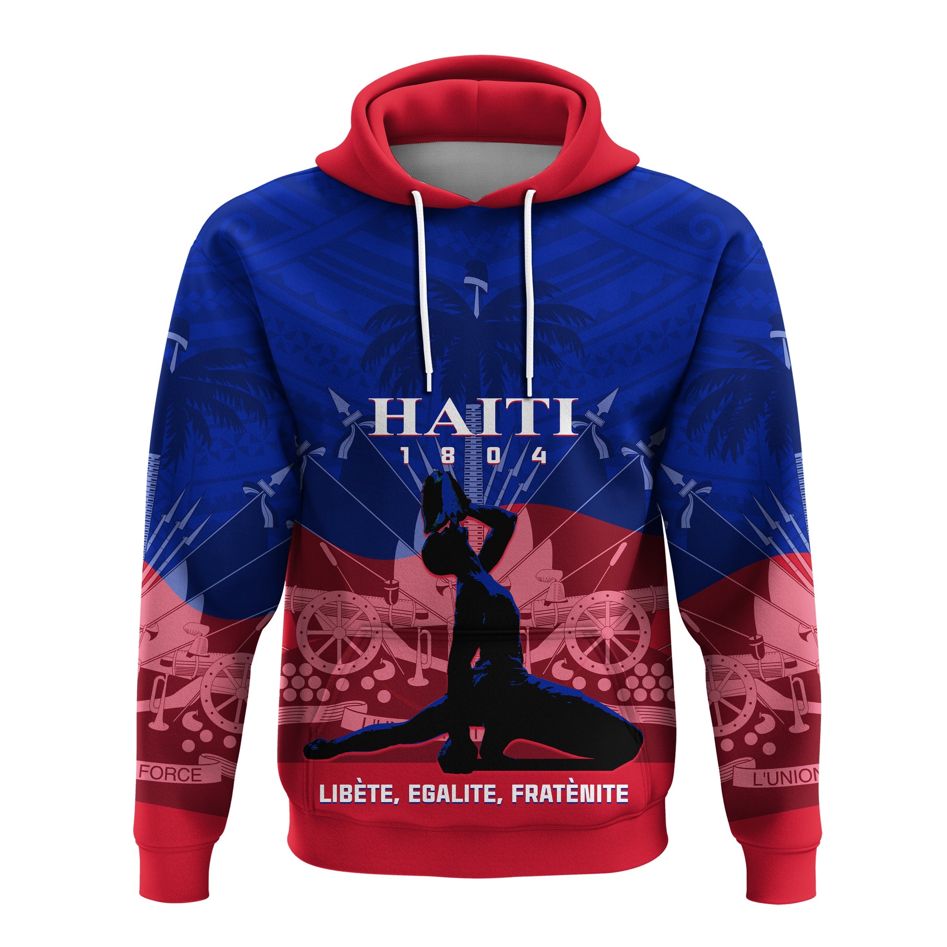 Haiti Hoodie Negre Marron With Coat Of Arms Polynesian Style LT14