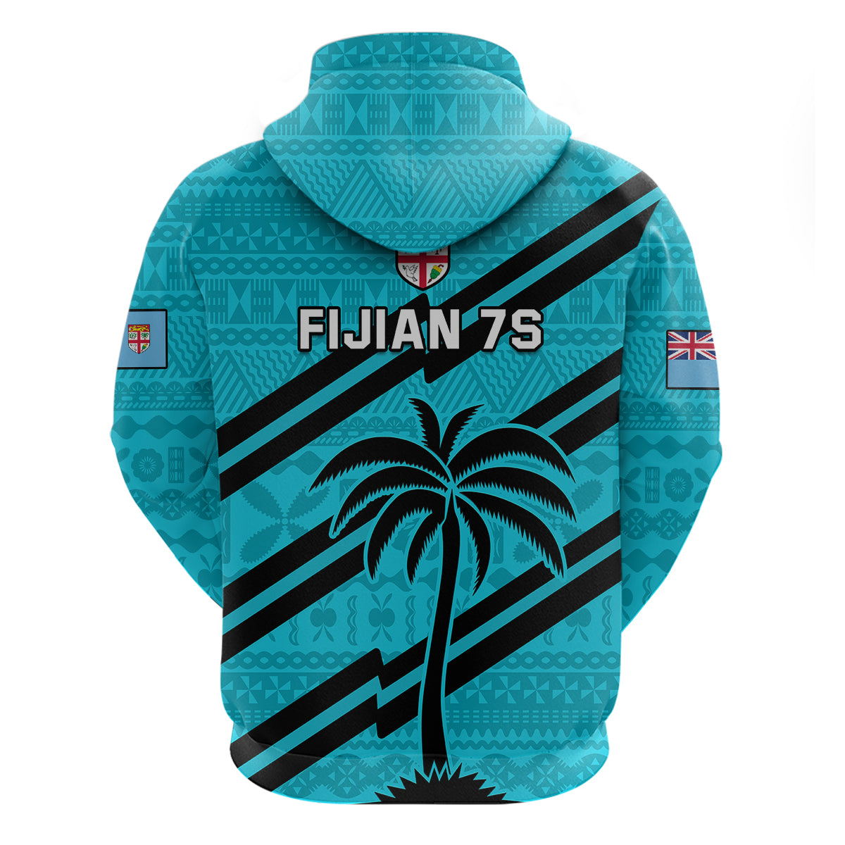 Fiji Rugby Tapa Pattern Fijian 7s Cyan Hoodie LT14