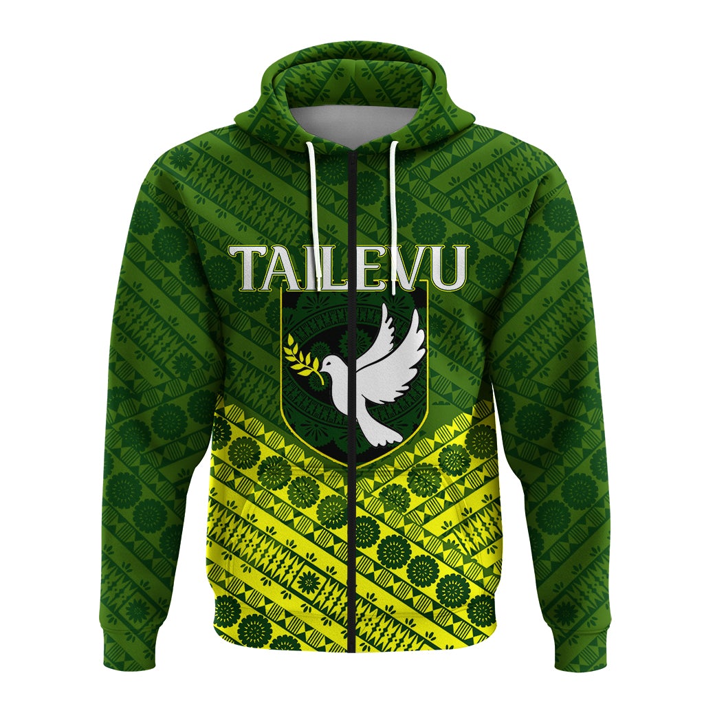 Tailevu Rugby Union Fiji Zip Hoodie Tapa Pattern LT12
