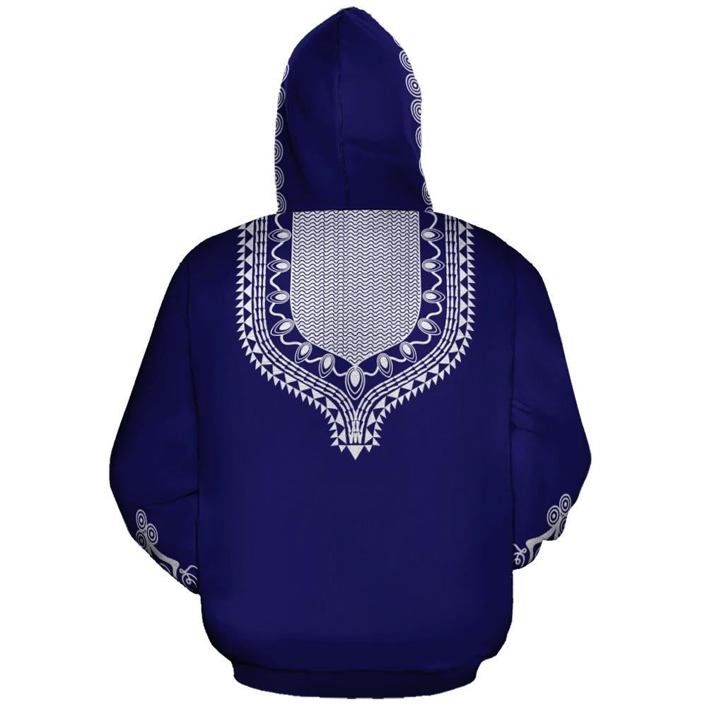 African Hoodie Blue Dashiki Zip Hoodie