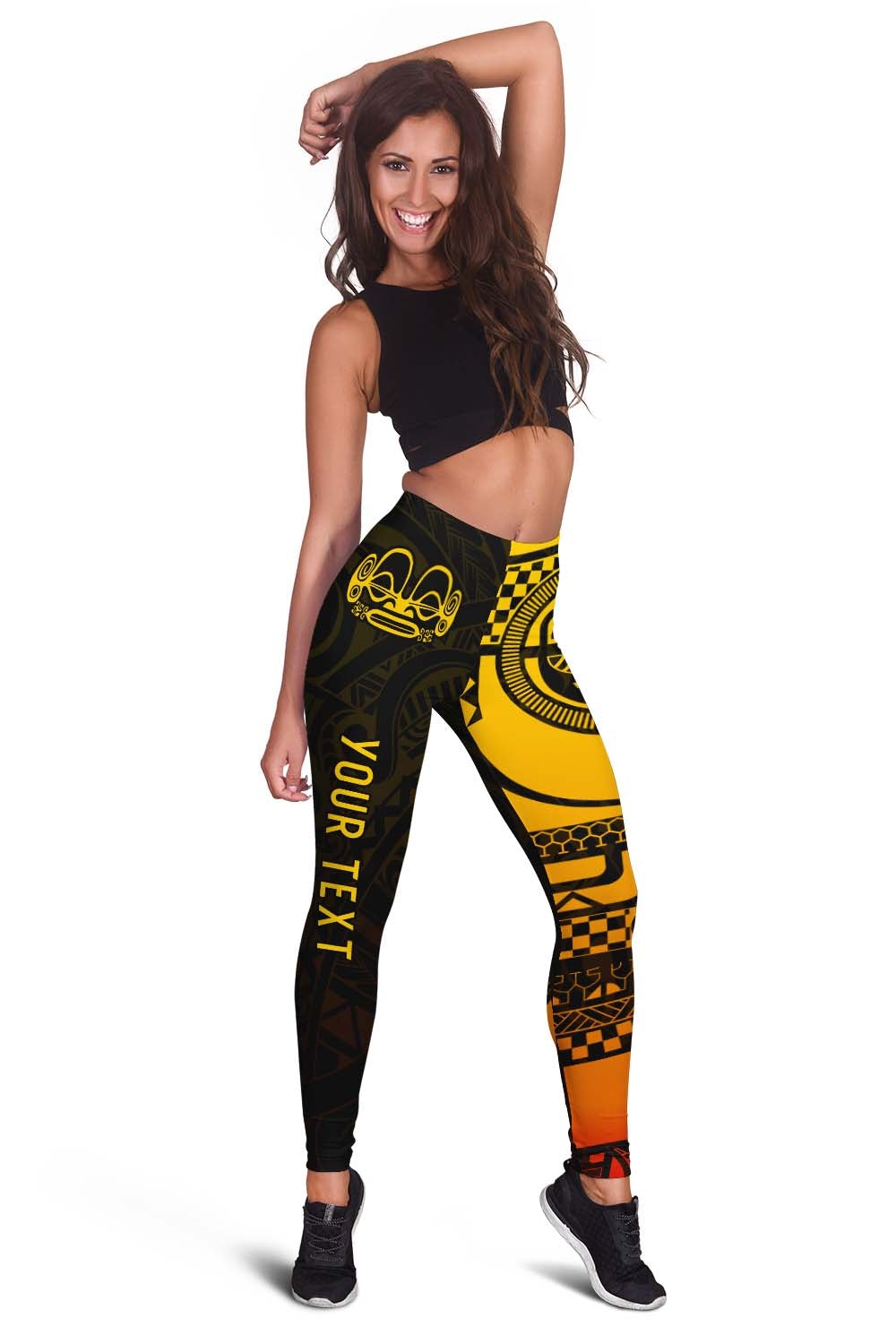 (Custom Personalised) Marquesas Islands Tiki Women Leggings Gradient Marquesan Tattoo LT13