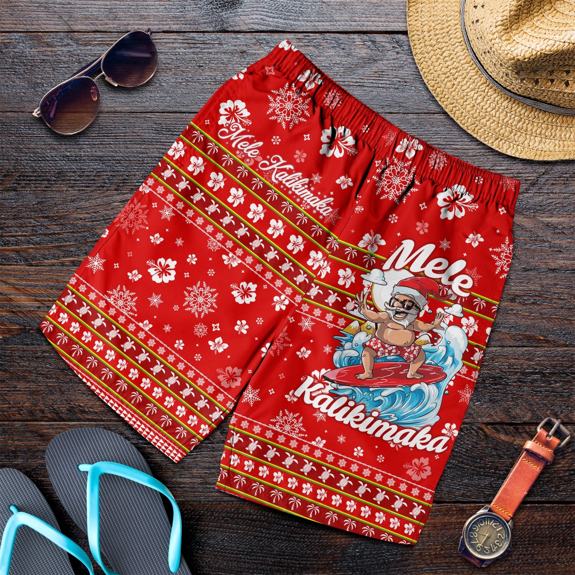 Hawaii Christmas Santas Surf Mele Kalikimaka Men Short LT2