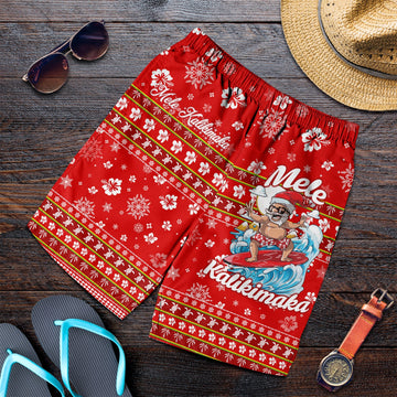 Hawaii Christmas Santas Surf Mele Kalikimaka Men Short LT2