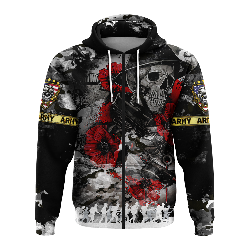 Skull Camo - U.S Army Undying Love For The Motherland Hoodie - LT2