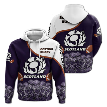 Scotland Rugby Union Hoodie Thistle Flower Purple Original LT20