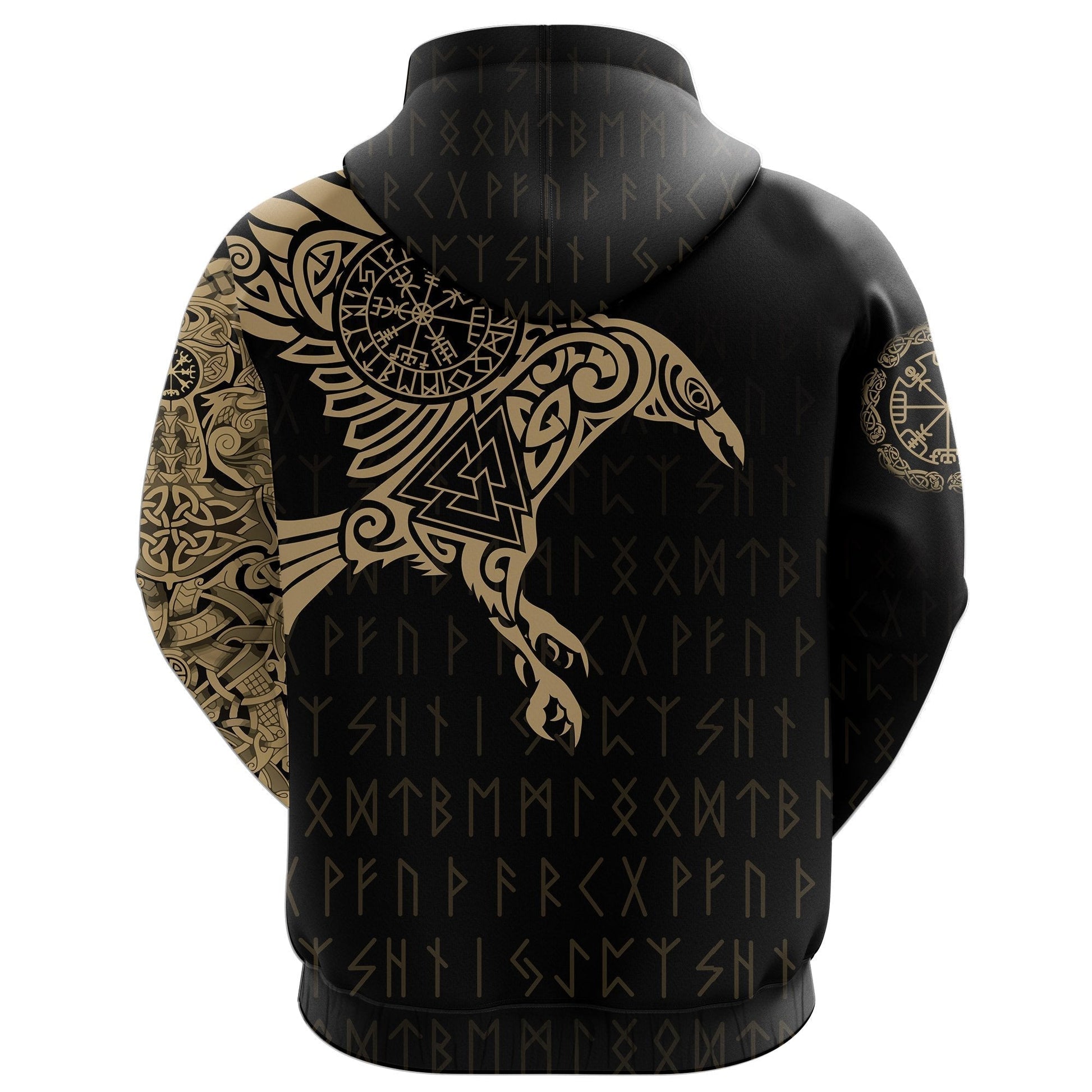 Viking The Raven Of Odin Tattoo Hoodie Gold RLT12