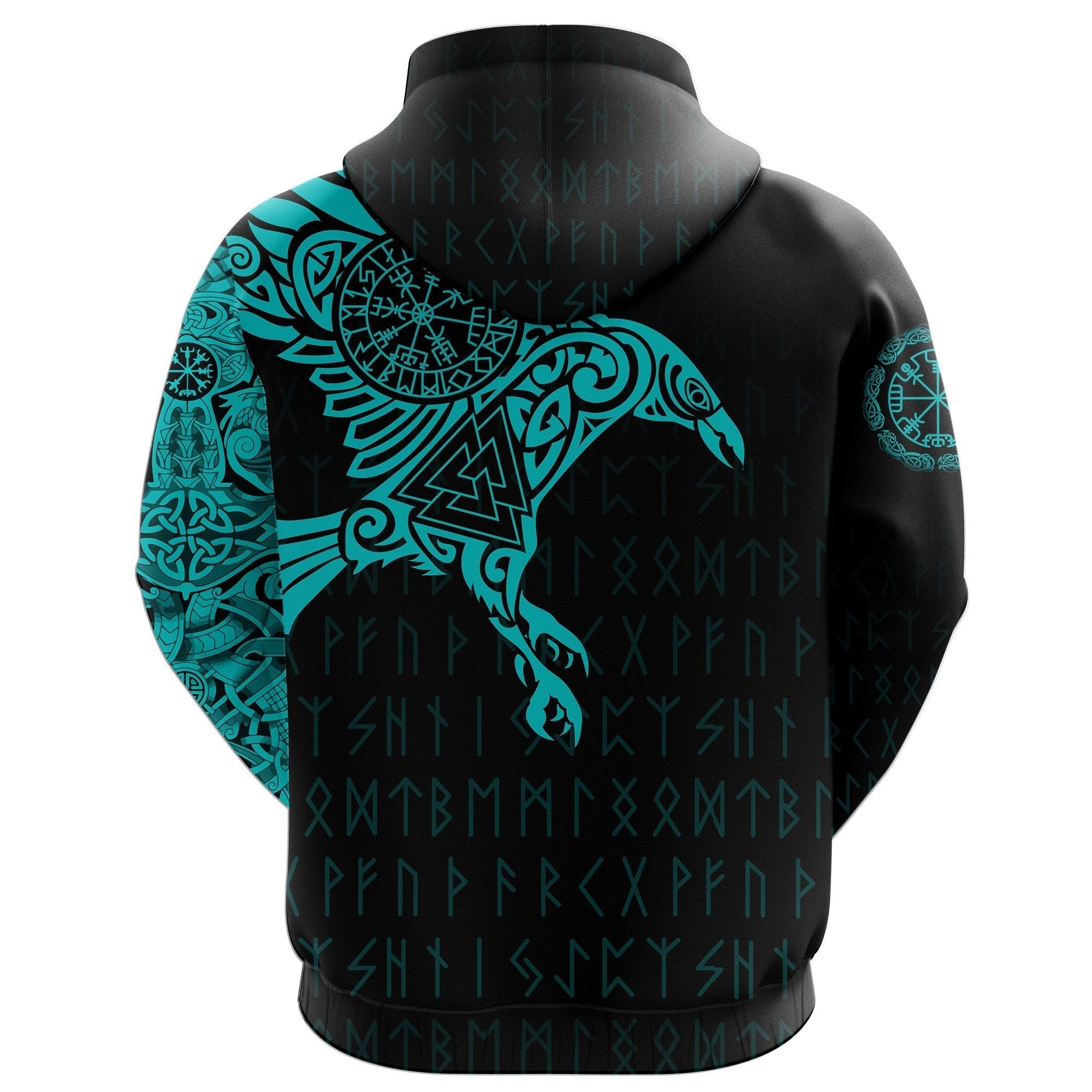 Viking The Raven Of Odin Tattoo Hoodie Blue RLT12