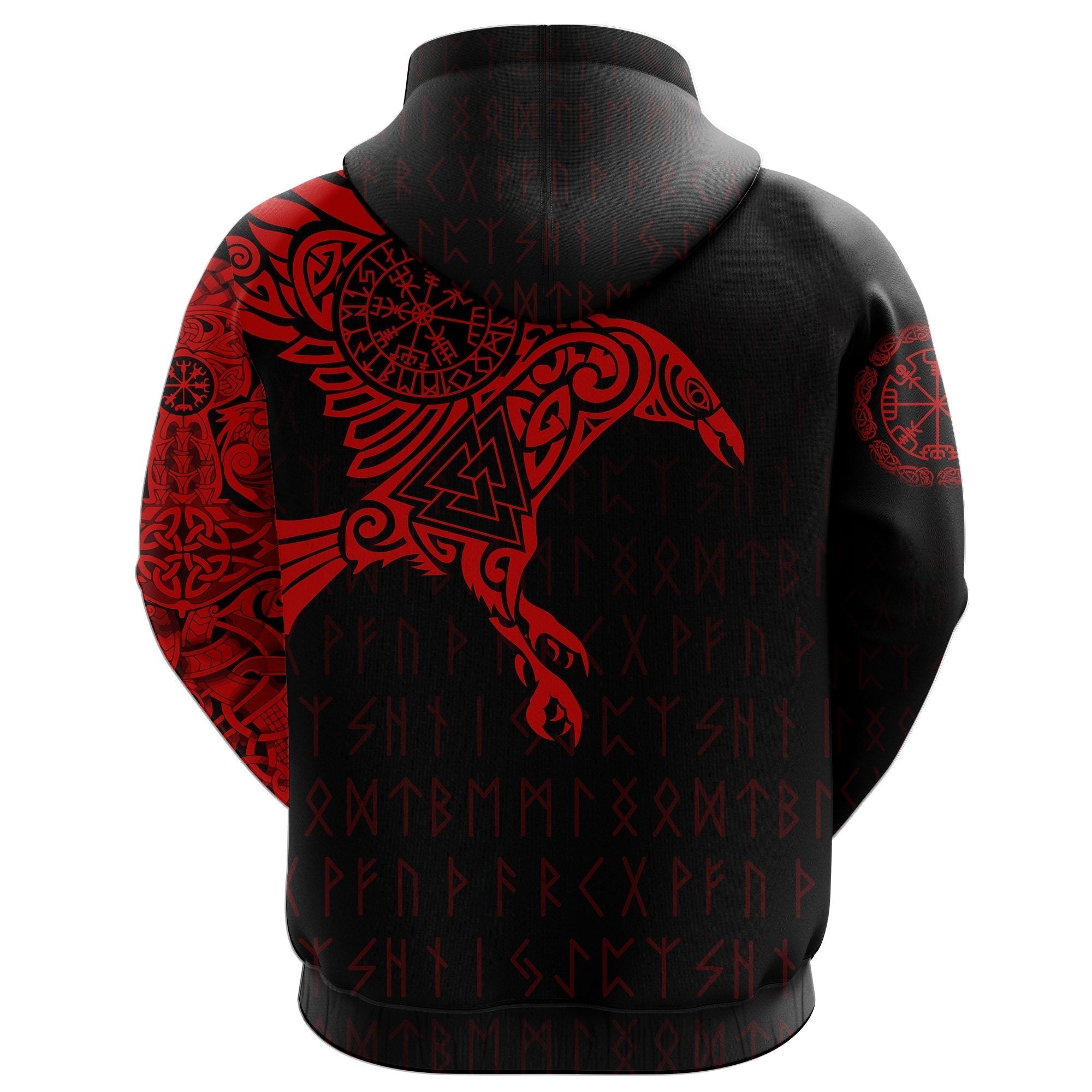 Viking The Raven Of Odin Tattoo Hoodie Red RLT12