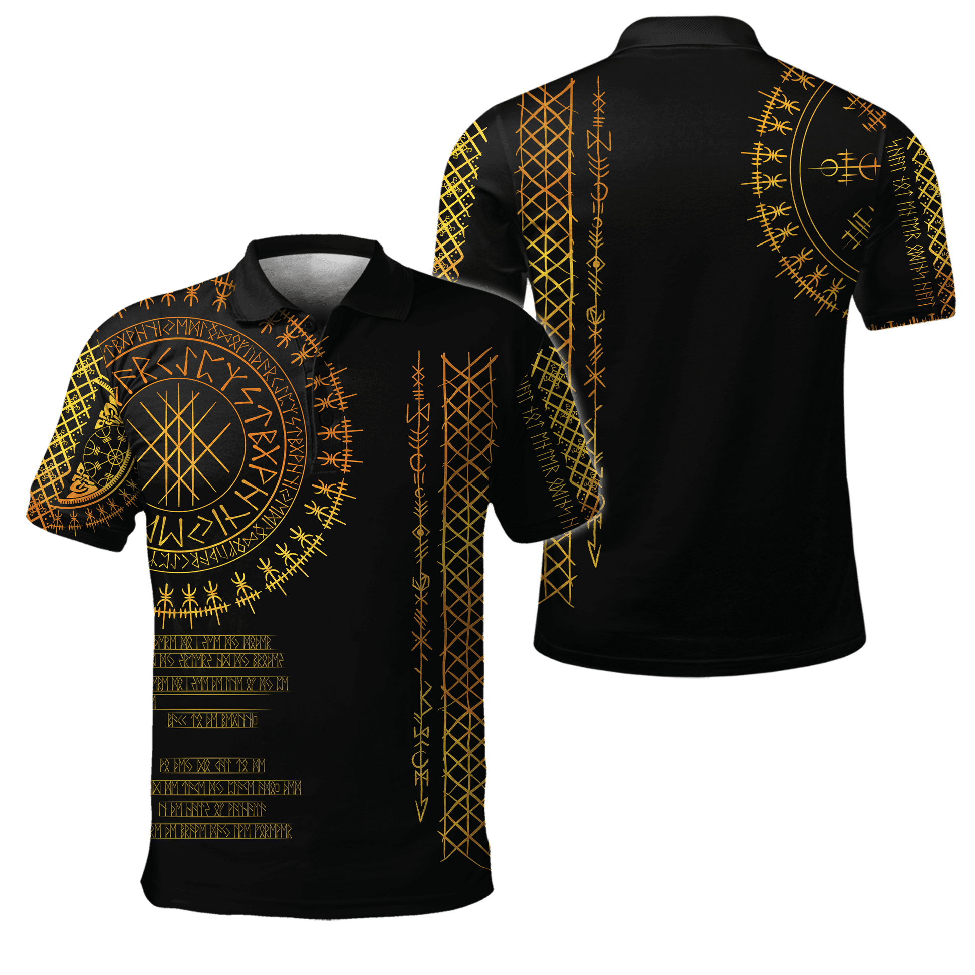 Viking Clothing Viking Golden Runes Polo Shirt RLT12