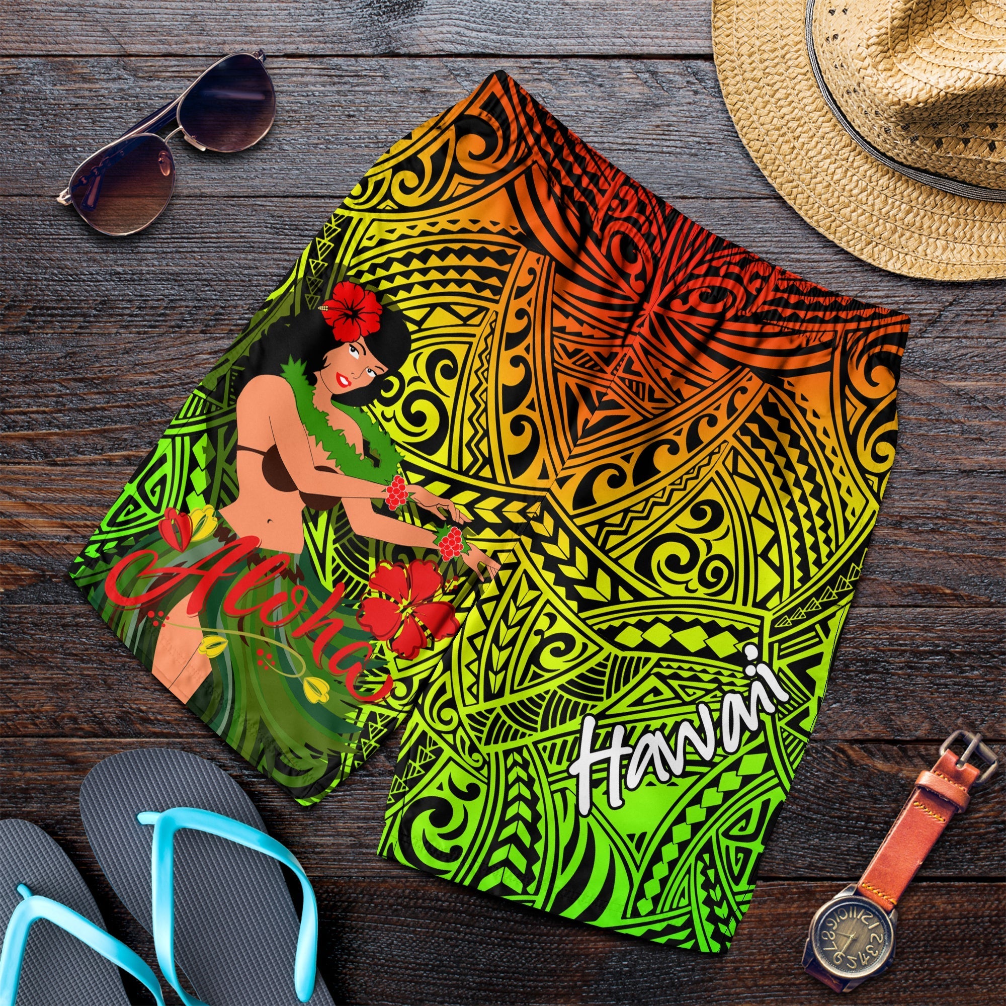 Hawaii Hula Girl Reggae Men Short LT2