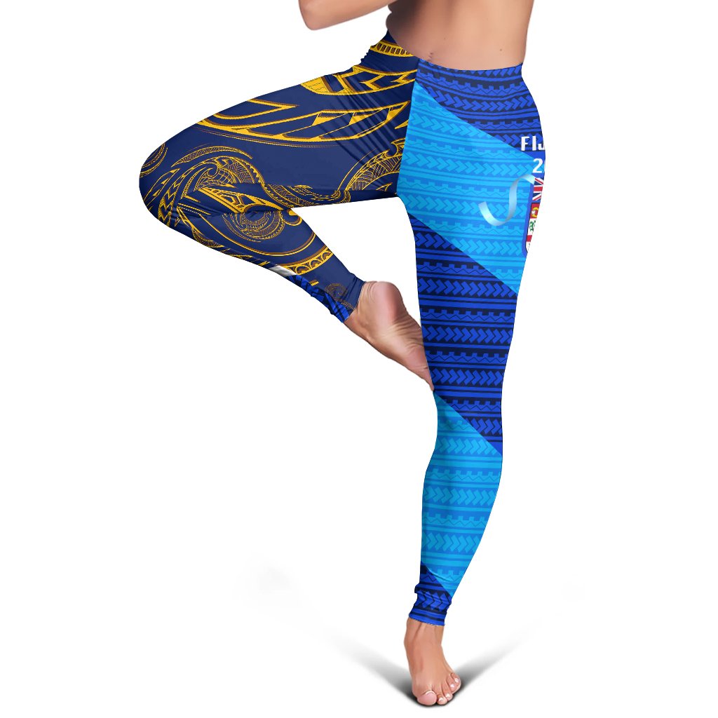 Fiji Leggings - Flag's Color With Gold Polynesian Pattern LT20