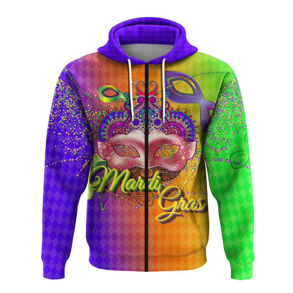 Mardi Gras Mask With Beads Hoodie LT12