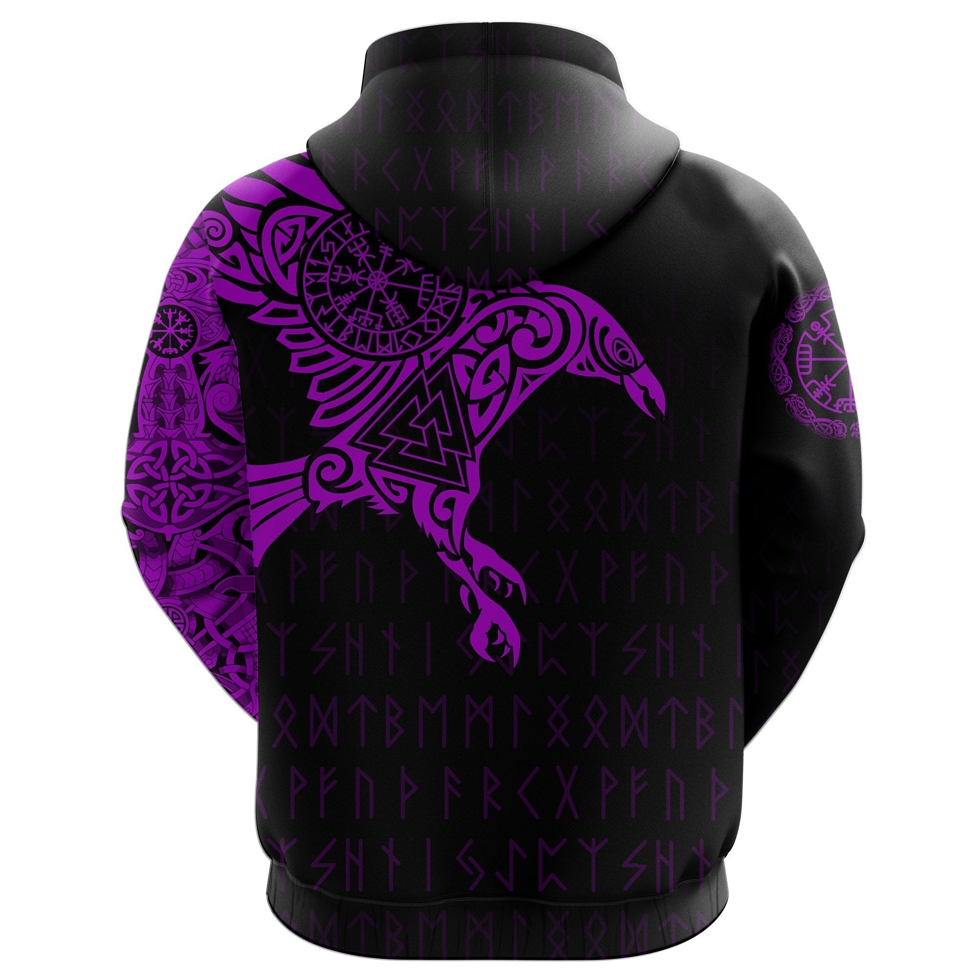 Viking The Raven Of Odin Tattoo Zip Hoodie Purple RLT12
