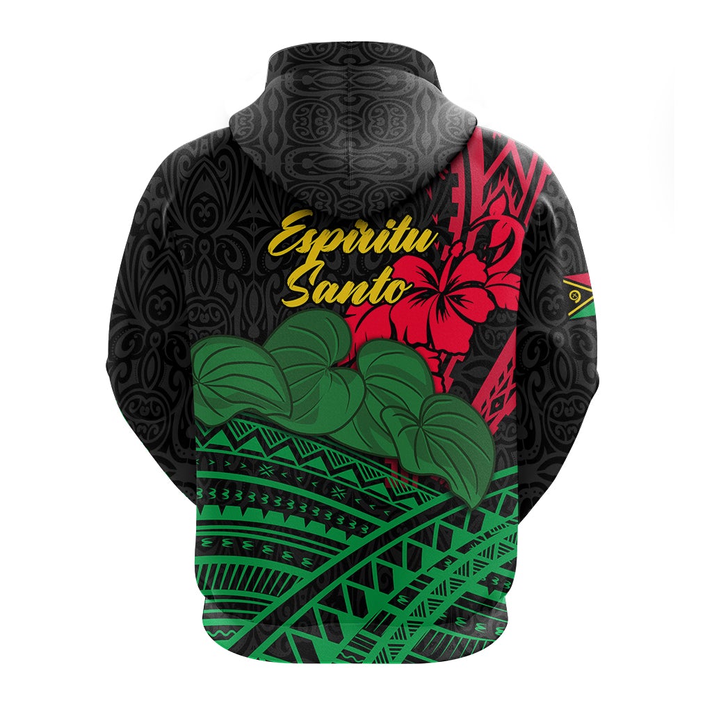 Vanuatu Espiritu Santo Zip Hoodie Kava With Hibiscus LT12
