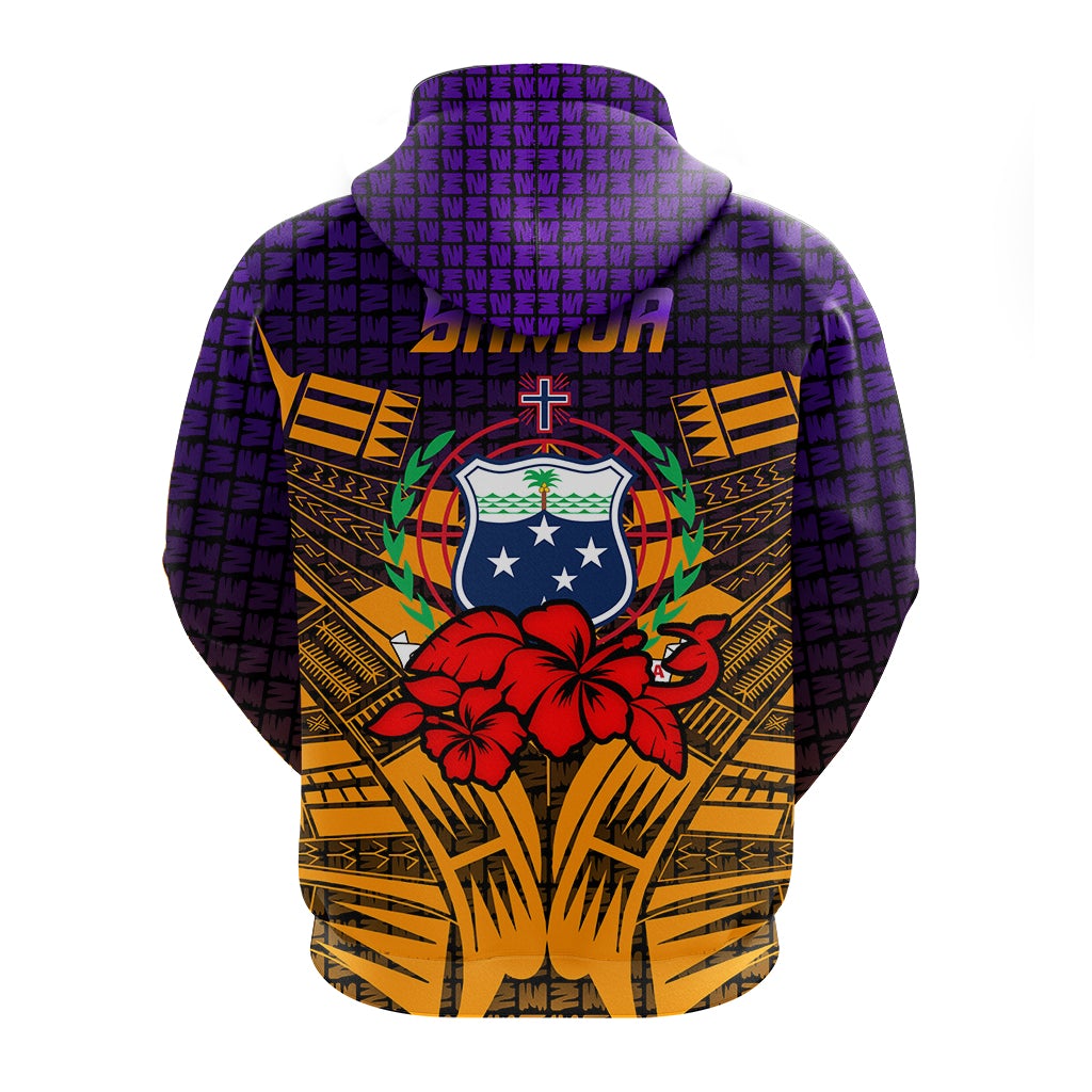 Samoa Zip Hoodie Hibiscus With Tribal LT12