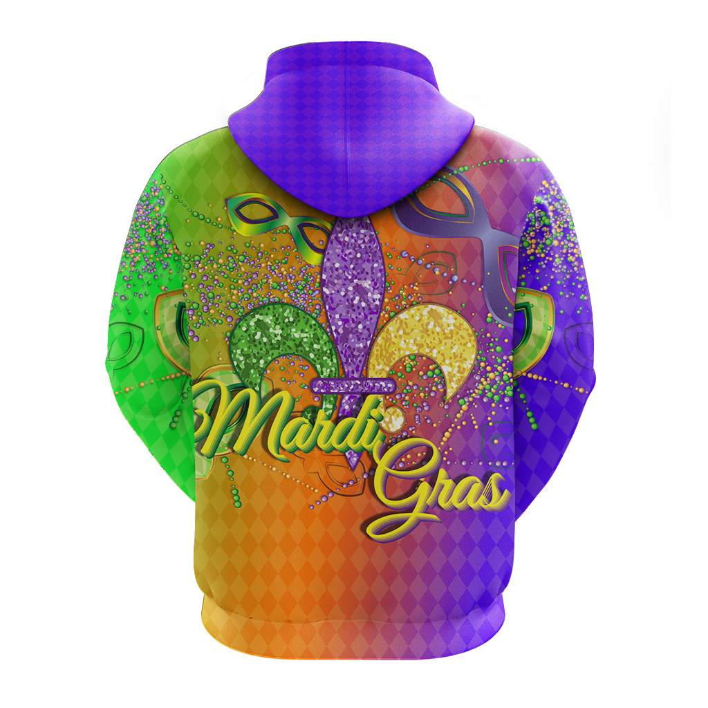 Mardi Gras Mask With Beads Hoodie LT12