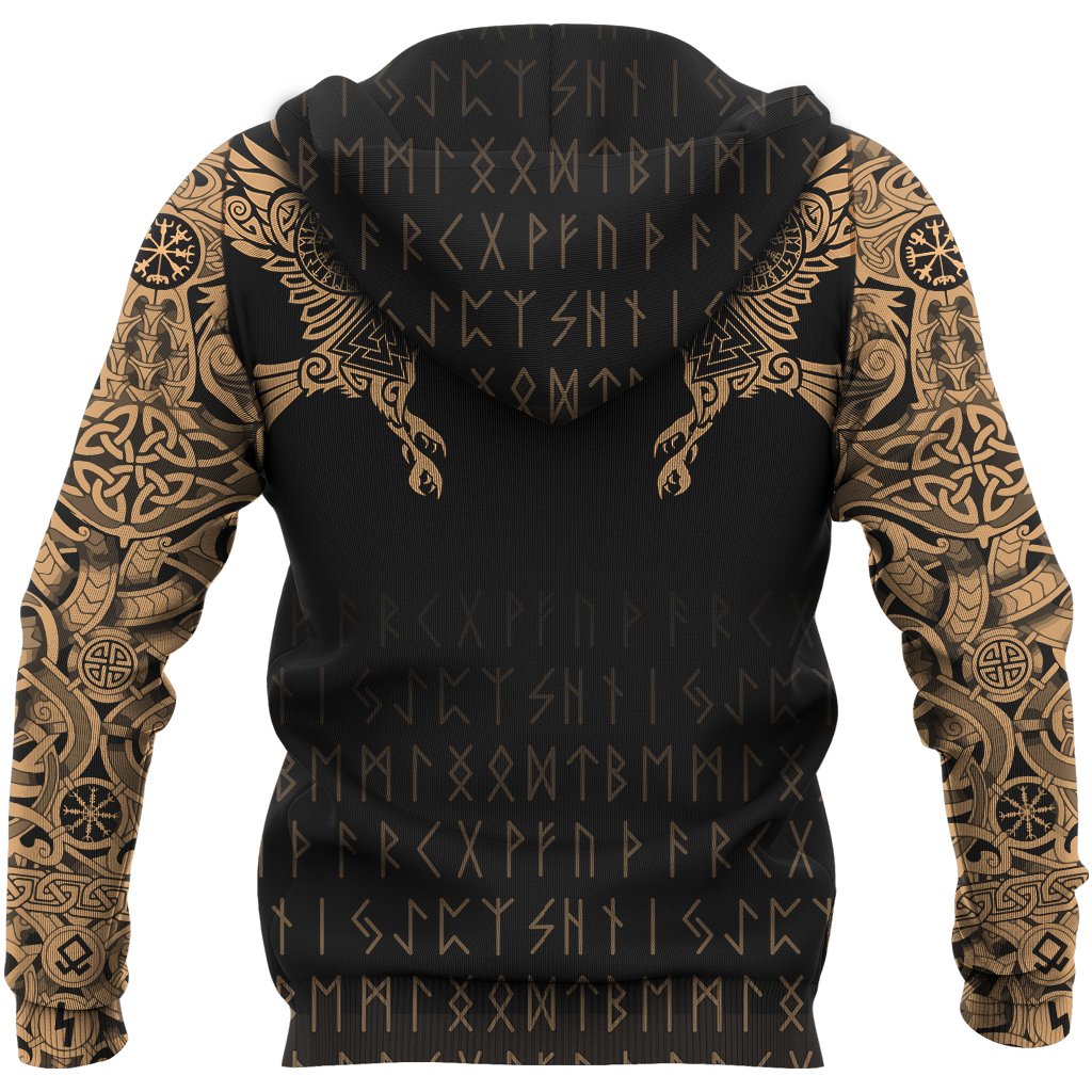 Viking Hoodie The Raven Of Odin Tattoo Special Gold RLT12