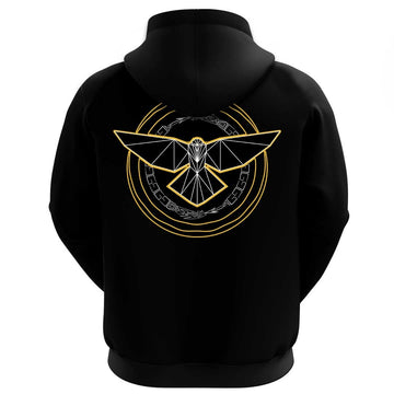 Viking Clothing Viking A Raven With Open Wings Against Sacred Sign Of Vikings Hoodie RLT12