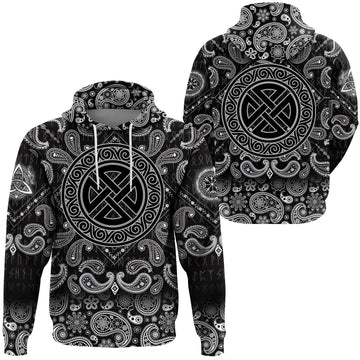 Viking Hoodie Acient Pattern with Bandana Paisley Style RLT12