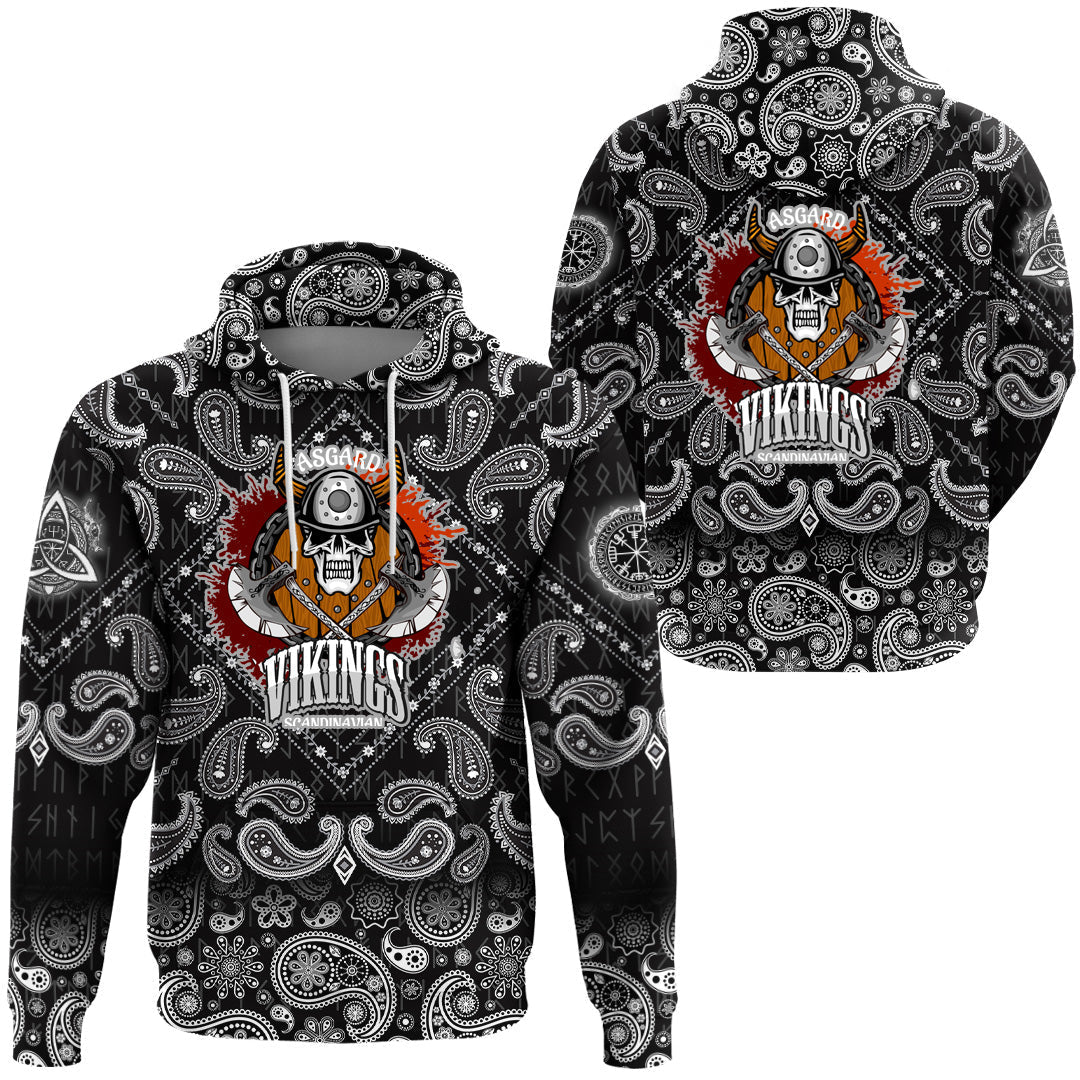 Viking Hoodie Asgard Vikings with Bandana Paisley Style RLT12