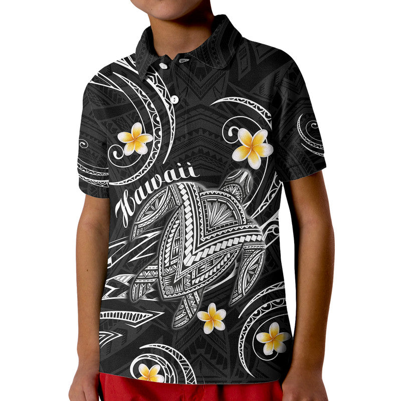 Custom Hawaii Polo Shirt Hawaiian Turtle Plumeria Mixed Polynesian Black Style LT9