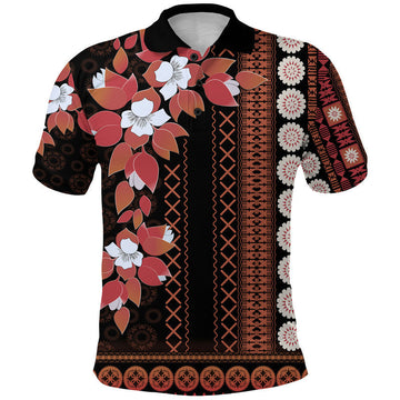 Fiji Polo Shirt Tagimoucia Mixed Black Tapa Style LT9
