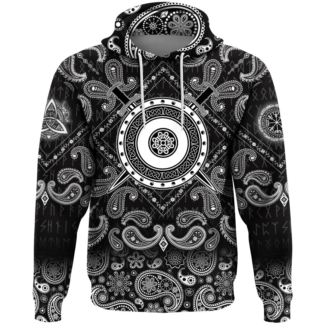 Viking Hoodie Board Of With Crossed Swords with Bandana Paisley Style RLT12
