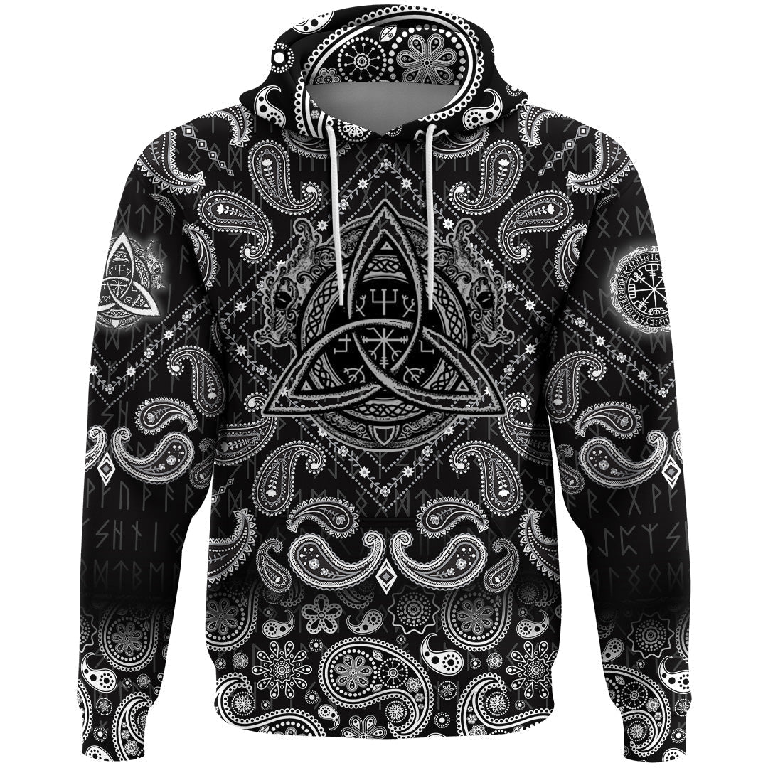 Viking Hoodie Celtic Dragon Trinity with Bandana Paisley Style RLT12