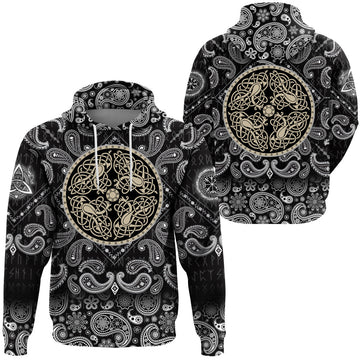 Viking Hoodie Celtic Knot with Bandana Paisley Style RLT12