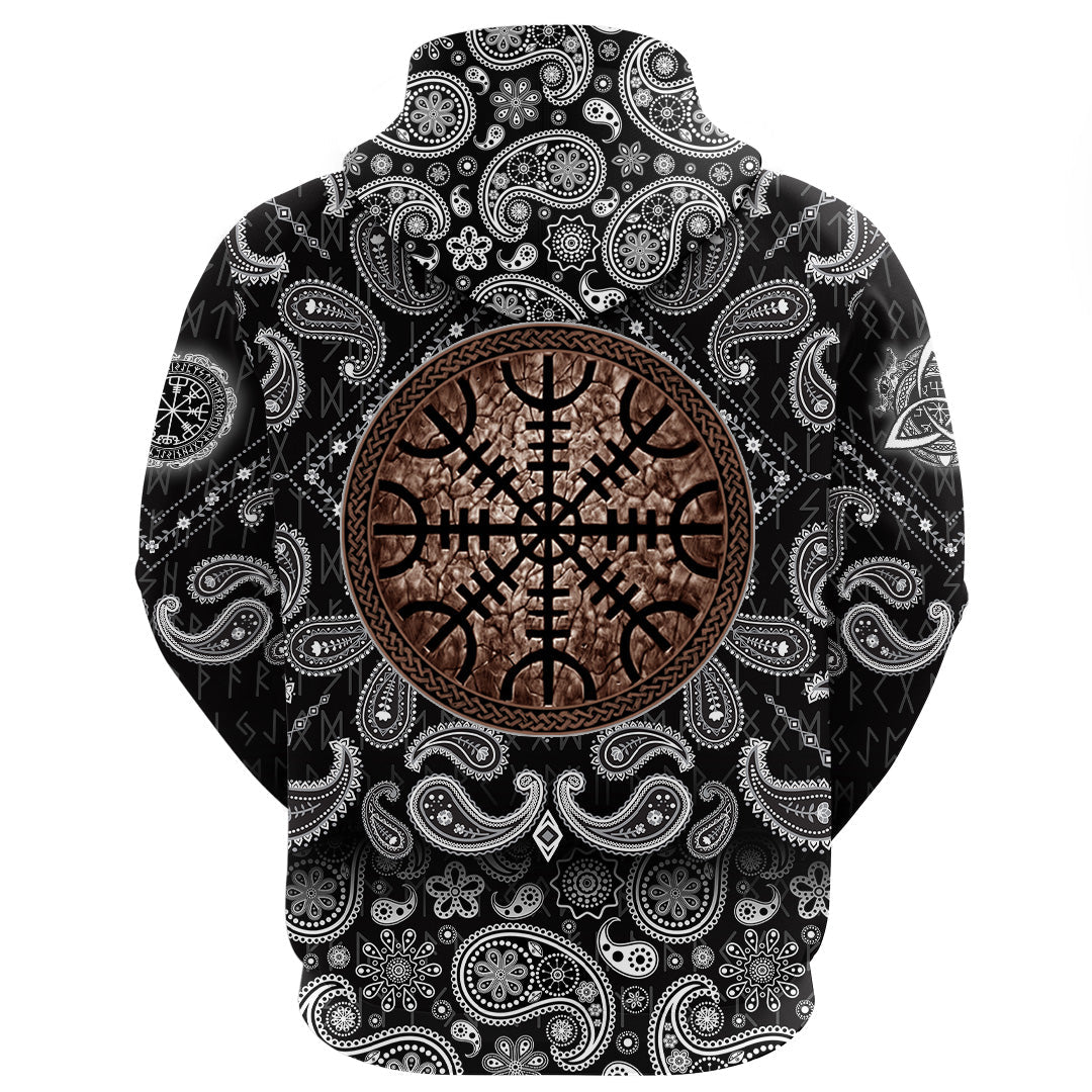 Viking Hoodie Compass with Bandana Paisley Style RLT12