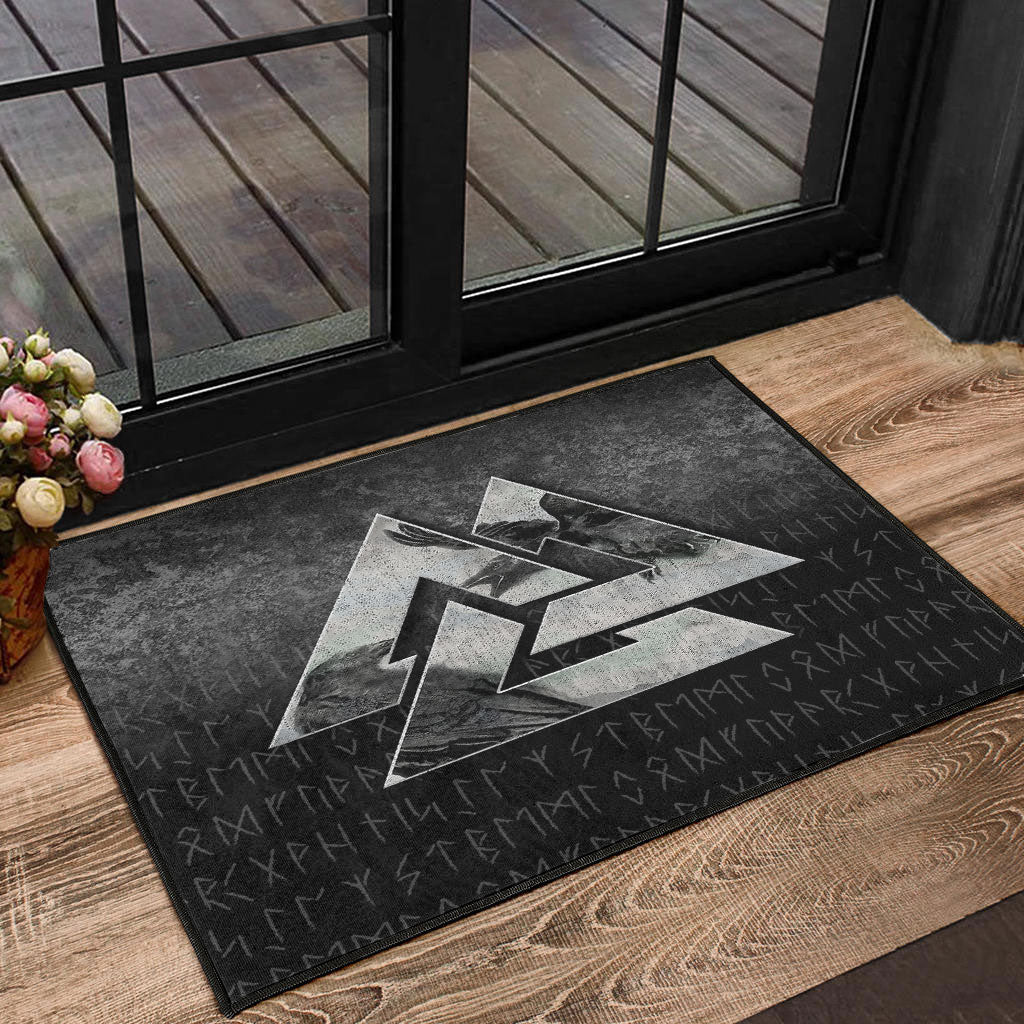 Viking Door Mat Huginn Muninn Ravens from Odin Viking Door Mat RLT12