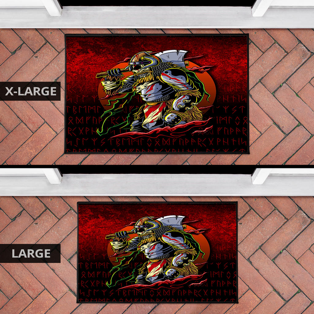 Viking Door Mat Samurai Viking Warrior Ronin Berserk Armor Axe Door Mat RLT12