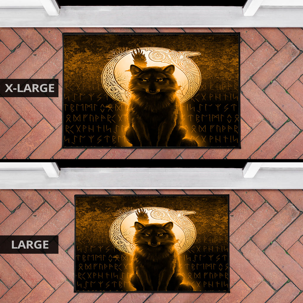 Viking Door Mat Fenrir Viking Wolf Gold Version Door Mat RLT12