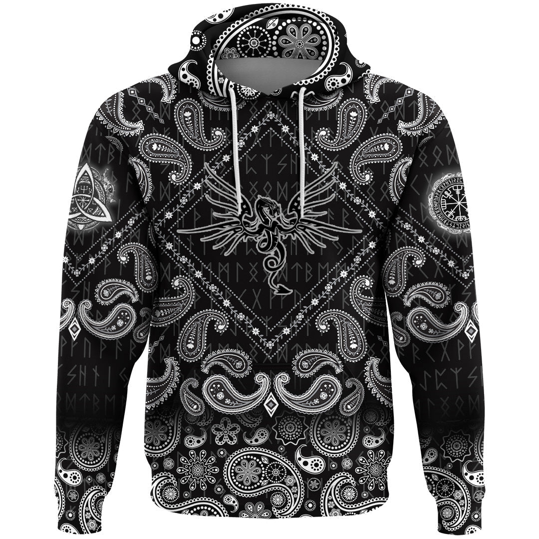 Viking Hoodie Dragon Spirit Of Celts with Bandana Paisley Style RLT12
