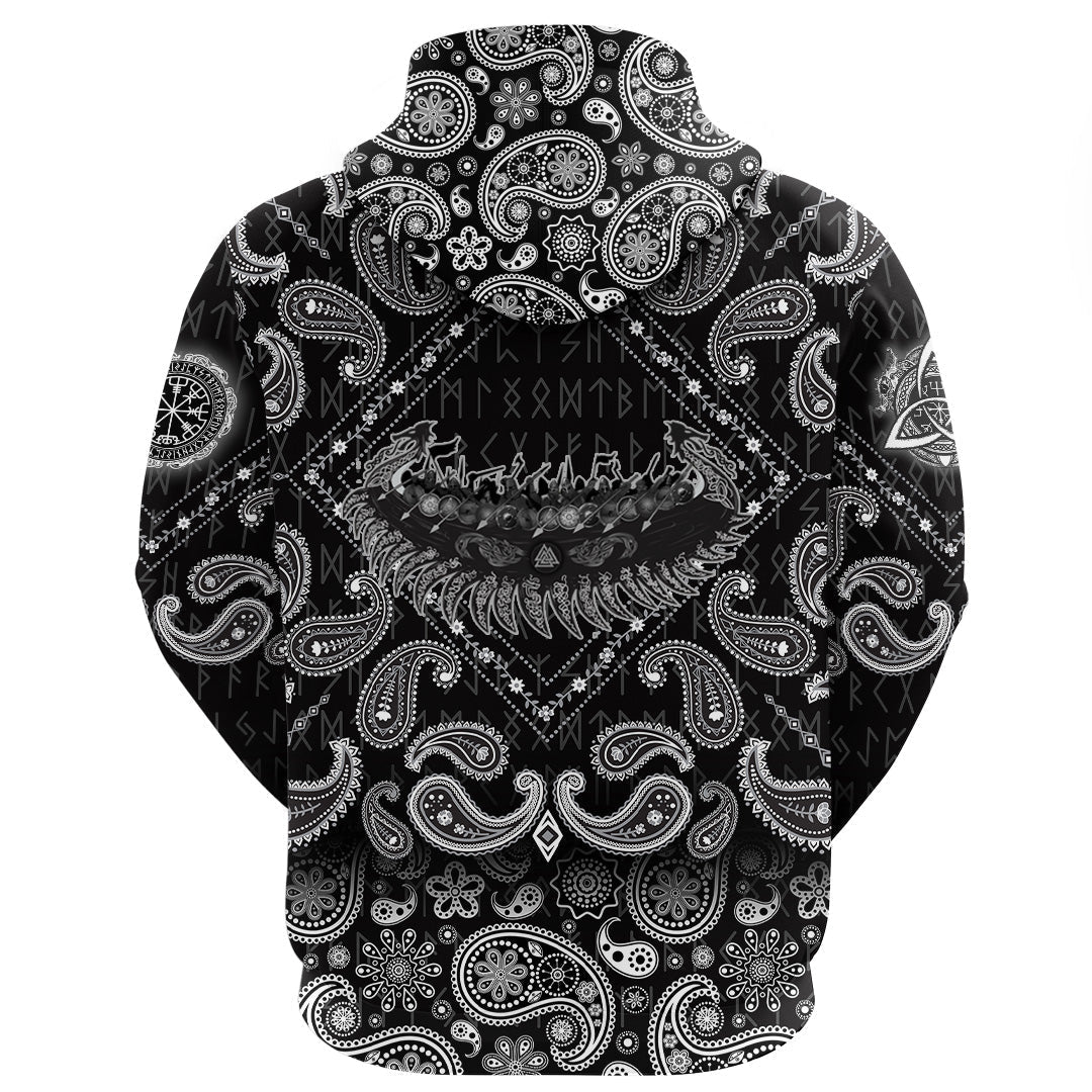 Viking Hoodie Drakkar Warriors with Bandana Paisley Style RLT12