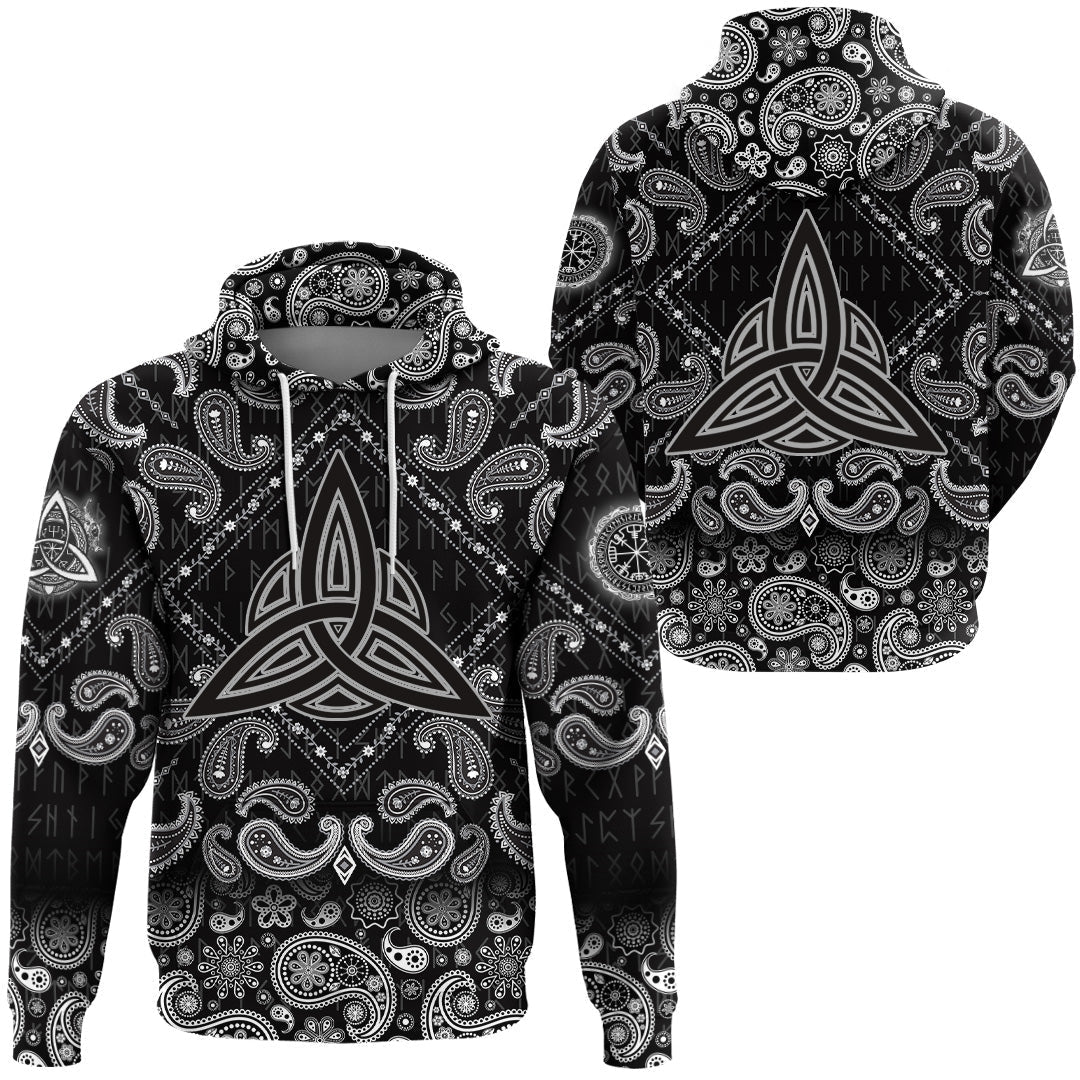 Viking Hoodie Elements Of The Nature Amulet Of Vikings with Bandana Paisley Style RLT12
