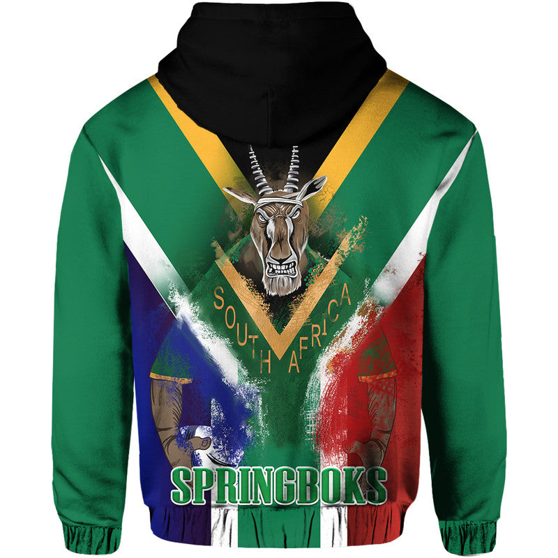 South Africa Springboks Rugby Hoodie Bokke Flag Style LT9
