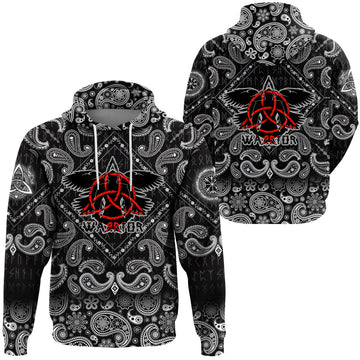 Viking Hoodie Flying Ravens Two Swords with Bandana Paisley Style RLT12