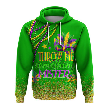 Hoodie Mardi Gras Throw Me Something Mister (Green) LT7