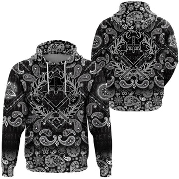 Viking Hoodie Glory Stencil First Variant with Bandana Paisley Style RLT12