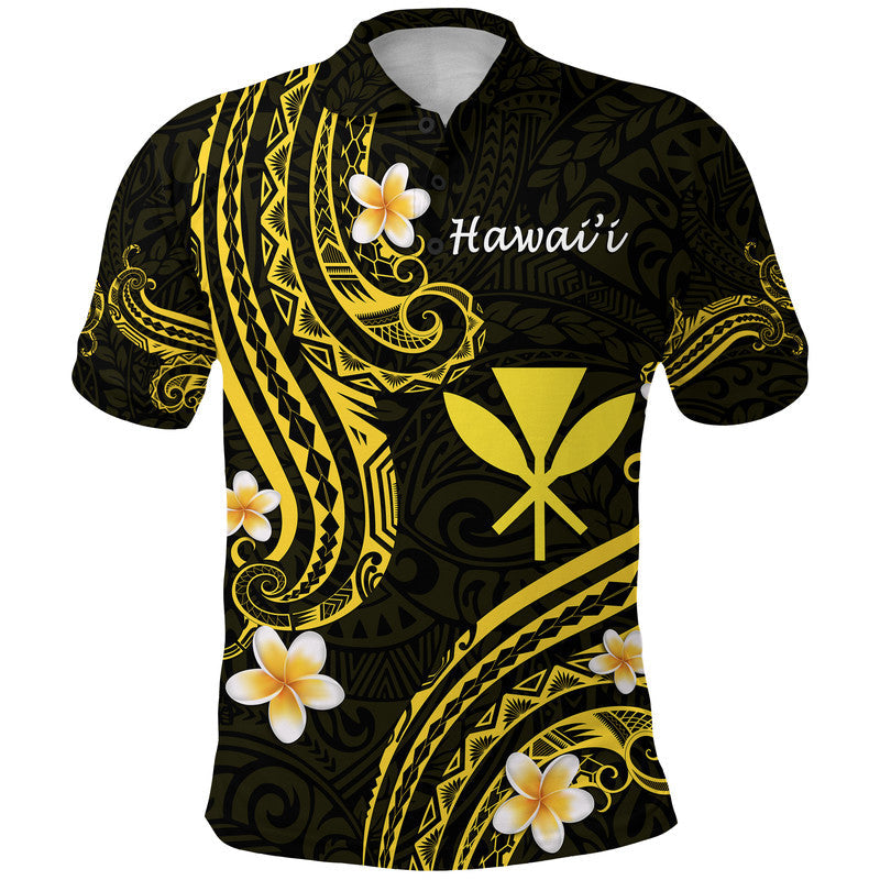 Custom Hawaii Polo Shirt Gold Polynesian Line Style LT9