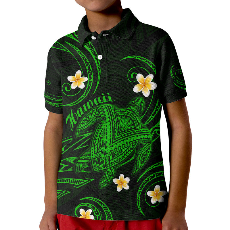 Custom Hawaii Polo Shirt Hawaiian Turtle Plumeria Mixed Polynesian Green Style LT9