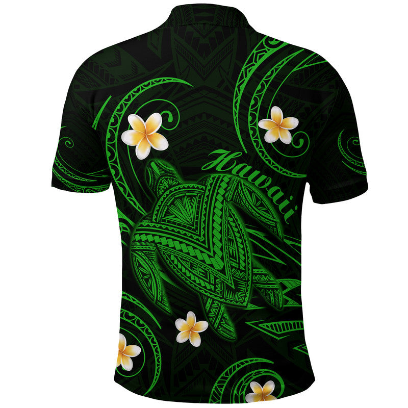 Hawaii Polo Shirt Hawaiian Turtle Plumeria Mixed Polynesian Green Style LT9