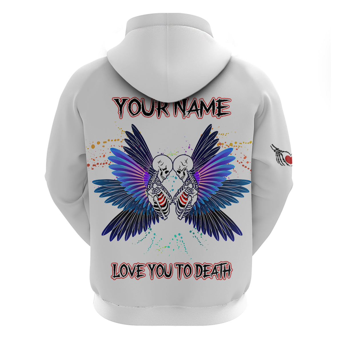 Love You To Death Gothic Skull Couple White All Over Print Hoodie LT13